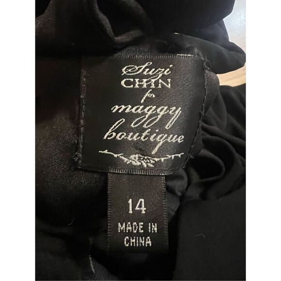 Suzi Chin Maggie Boutique Little Black Dress Sleeveless With Mock Halter Style N - Picture 5 of 6